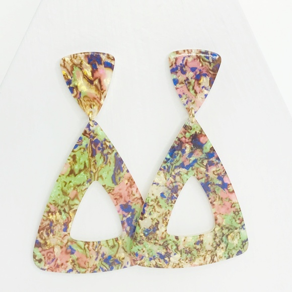 Triangle Drop Earrings in Pastel - Picture 3 of 8